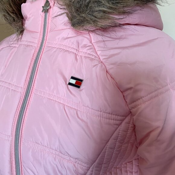 TOMMY HILFIGER PINK HOODED PARKA JACKET SIZE L 14/16 100% POLYESTER - Picture 11 of 14
